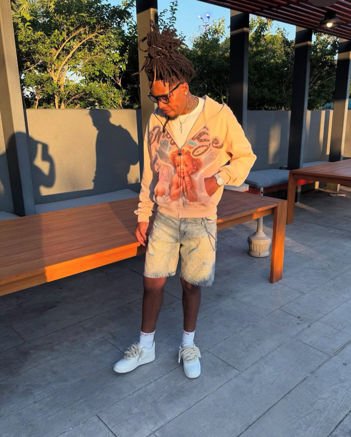 De’Vision Skull Jean Shorts